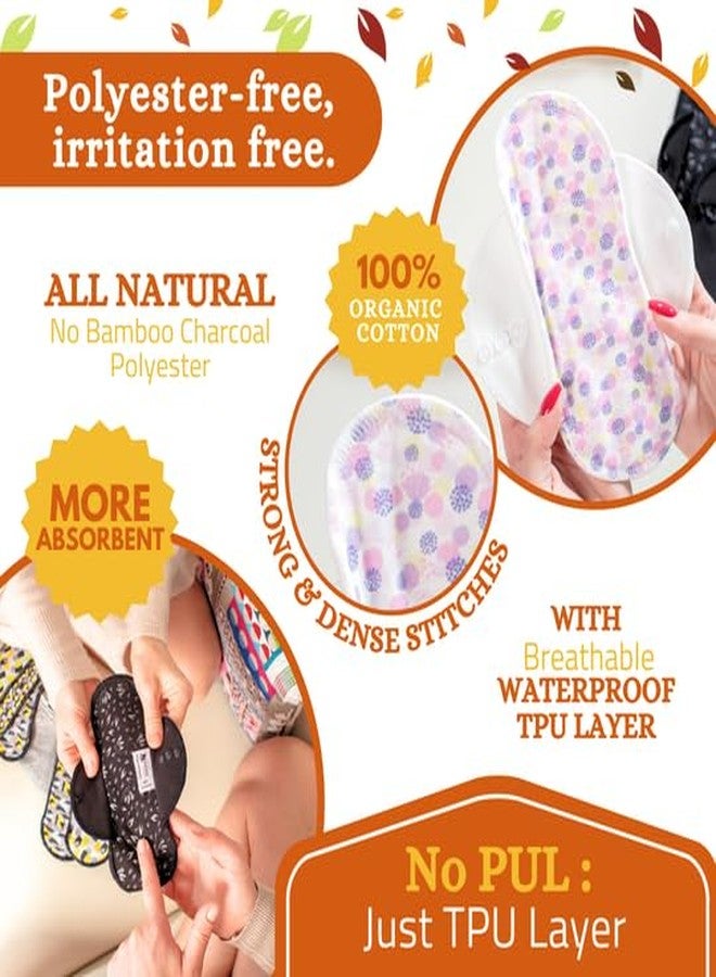 Natissy Non-Slip, (Premium) Reusable Menstrual Pads for Light Flow (6 Pack S+M) - Leak Proof & Odor Free Cotton Cloth Pads for Women & Teens - High-Temp Washable, Soft & Skin-Safe for All-Day Period Comfort - Image 3
